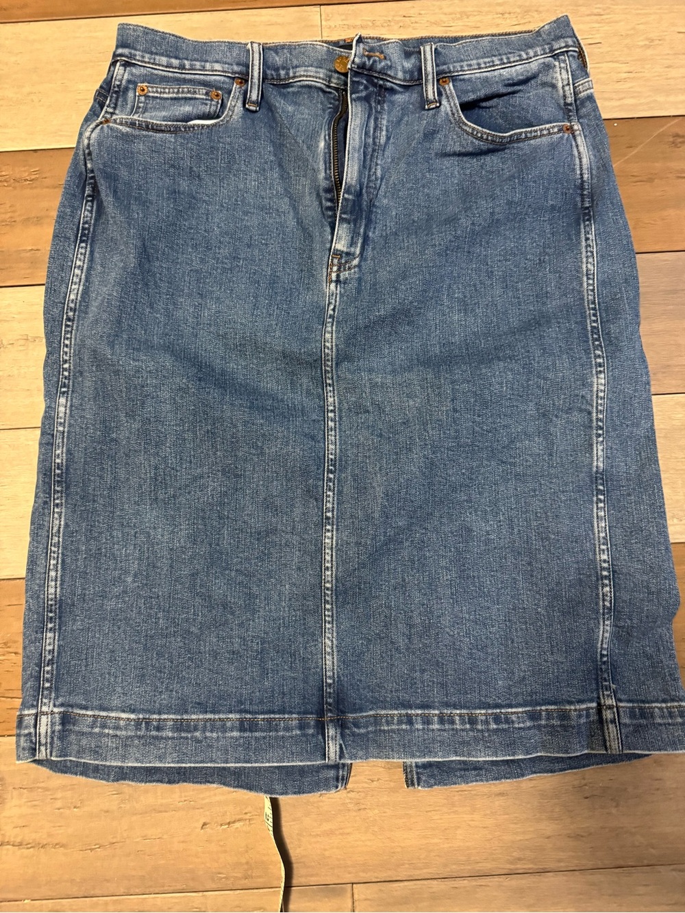 J.Crew Medium Blue Denim Skirt with Contrast Topstitching